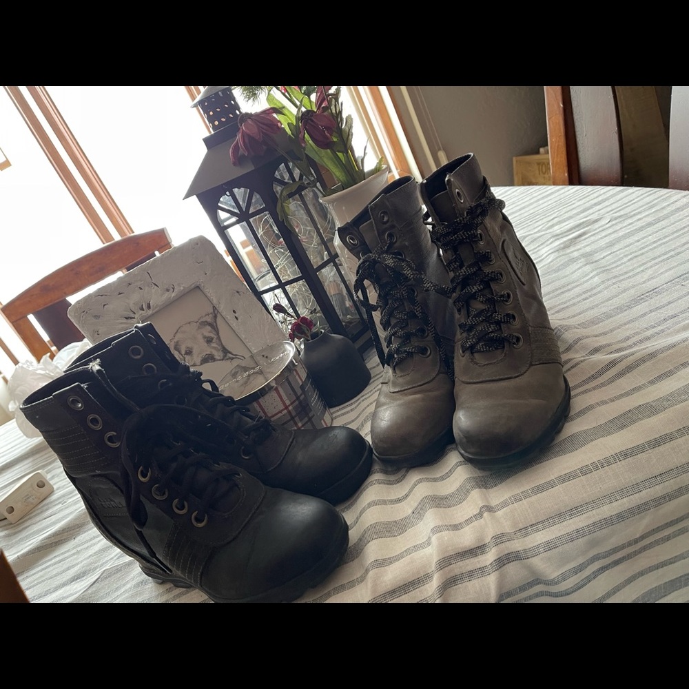Sorel size 6- black and quarry